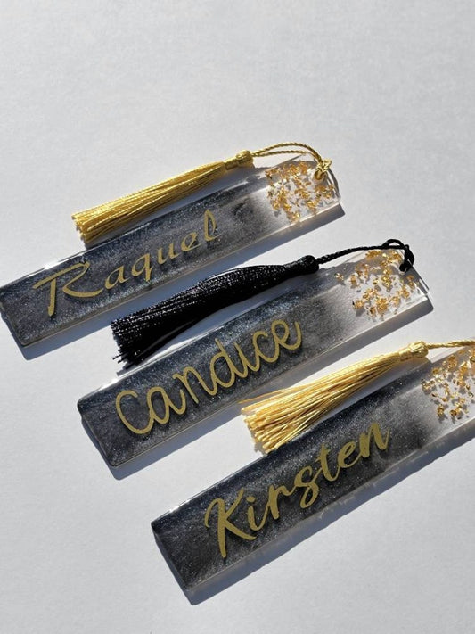 Personalized Black and Gold Bookmark