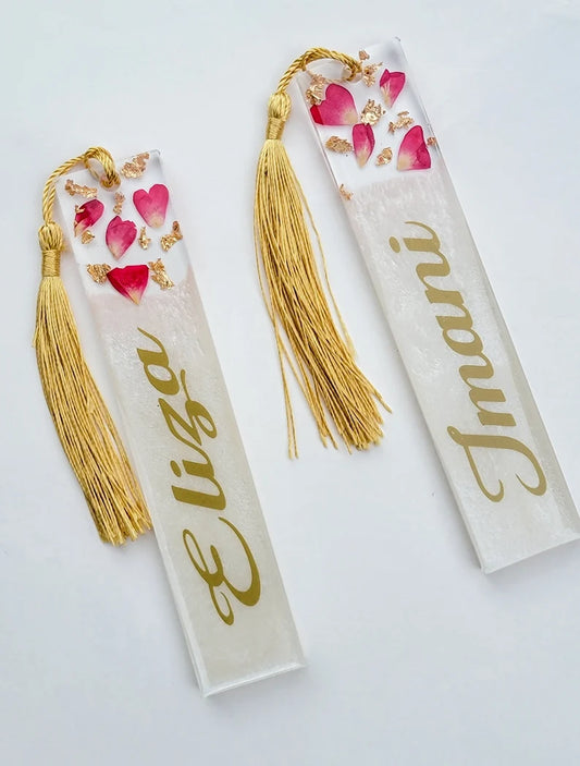 Personalized White and Gold Bookmark